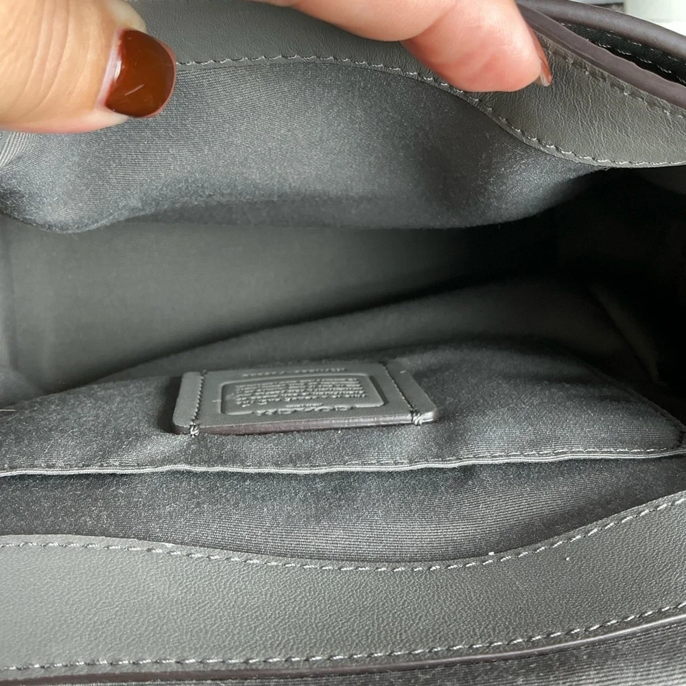 Coach Faye Hand Crossbody‎ Bag Gray Leather Satchel Backpack Silver hardware